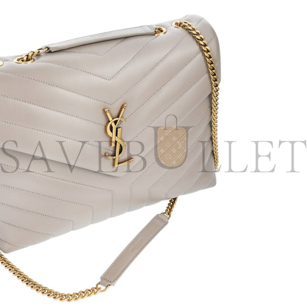 y*l Sa**t Lau*nt loulou greyish brown medium shoulder bag in quilted leather 392288 (32*22*11cm)